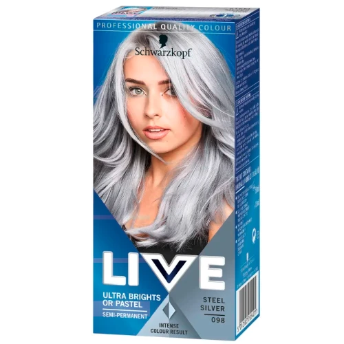 Краска для волос седой (серебристый) цвет Live Color Ultra Brights 98 Steel Silver