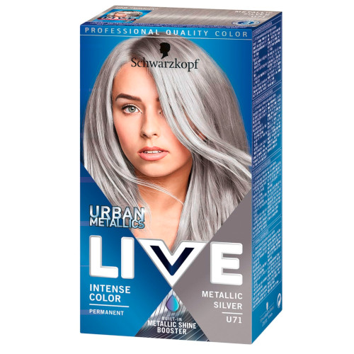 Краска для волос седой(серебристый) цвет Schwarzkopf Live Color U71 Metallic Silver