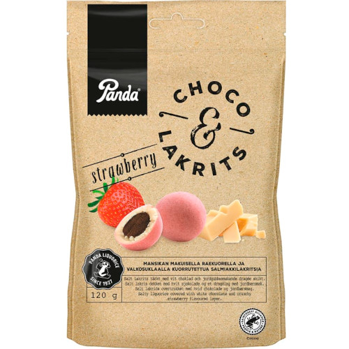 Лакричные конфеты-шарики Panda Choco Licorice клубнично-шоколадная 120г
