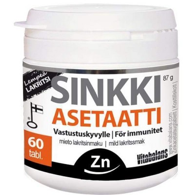 Ацетат цинка Sinkki Asetaatti lakritsi вкус лакрицы, 60 табл