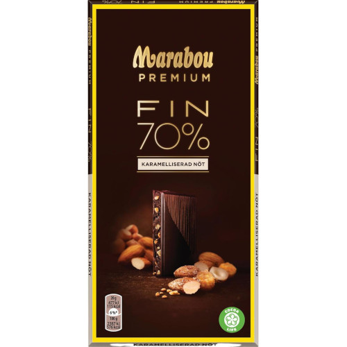 Marabou Premium 70 % тёмный шоколад с миндалем, 100 гр.