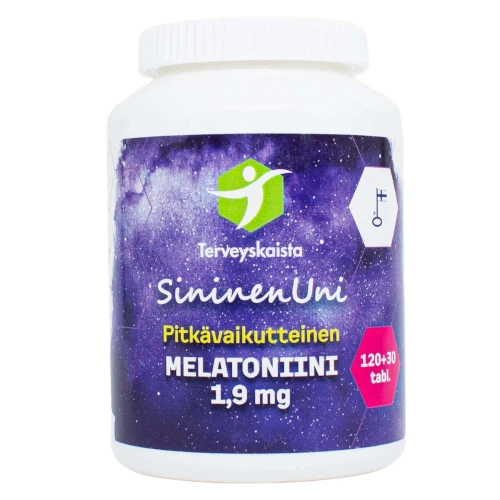 Мелатонин Terveyskaista SininenUni Melatoniini 1,9 mg Pitkävaikutteinen 150 табл
