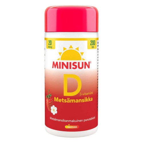 Витамин Д Minisun Metsämansikka D3-vitamiini 20 µg, 200 табл