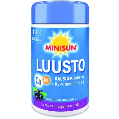 Кальций и Д3 Minisun Luusto Kalsium + D3 10 µg, 100 табл