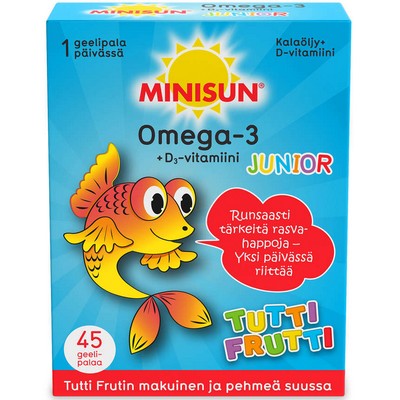 Омега 3 для детей Minisun Omega-3 Junior вкус тутти фрутти, 45 желейных конфет