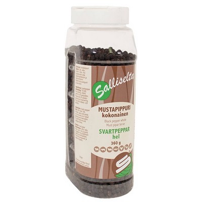 Приправа чёрный перец горошком Salliselta Black pepper whole 360g