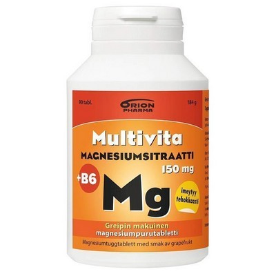 Магний +B6 Multivita Magnesiumsitraatti + B6, 90 табл со вкусом грейпфрута