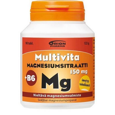 Магний +B6 Multivita Magnesiumsitraatti + B6, 90 табл без вкуса