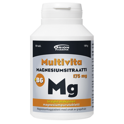 Магний усиленный Multivita Magnesiumsitraatti Vahva + B6 Greippi 80 табл вкус грейпфрута