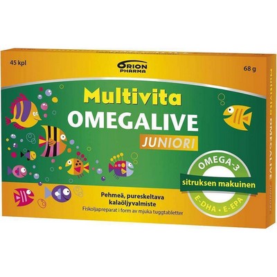 Детский рыбий жир Multivita Omegalive Juniori желейные конфетки, 45 шт