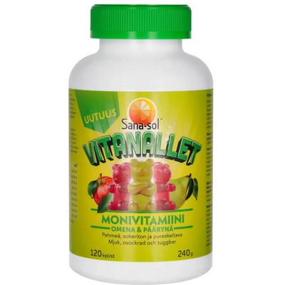 Детские витамины мишки Multivitamin Sana-Sol Vitanallet яблоко-груша 120 шт