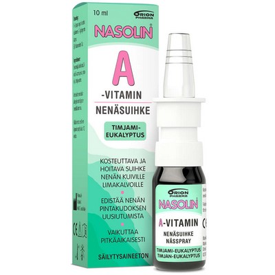 Спрей для носа с витамином А Nasolin A-vitamin nenäsuihke тимьян и эвкалипт 10 мл