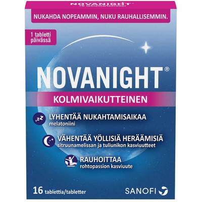 Мелатонин и растительные релаксанты Novanight melatoniinivalmiste 16 табл