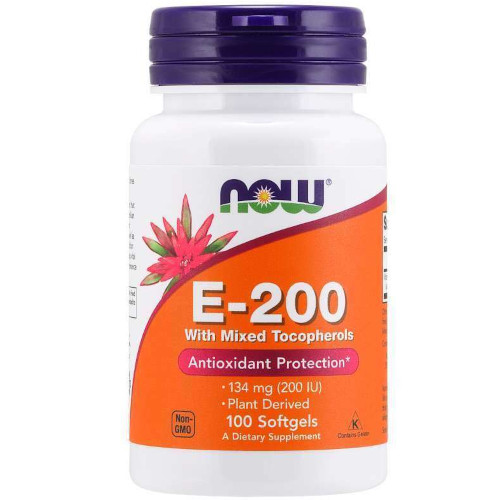 Витамин Е Now Foods E-200, 100 капс