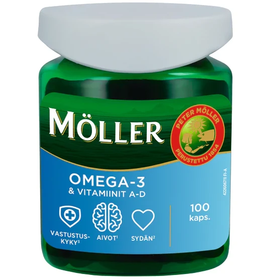 Омега-3 рыбий жир Möller Omega-3 +А, D3, 100 капс