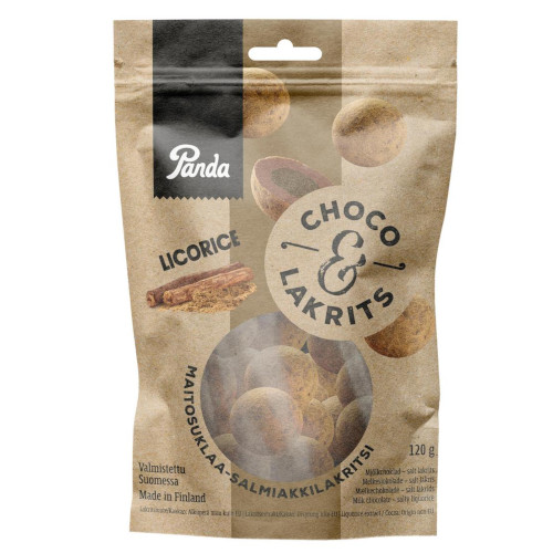 Лакричные конфеты в сливочном шоколаде Panda Choco Lakrits, 120 гр