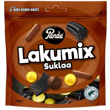 Лакричные конфеты шоколадное ассорти Panda LakuMix Suklaa, 275 гр
