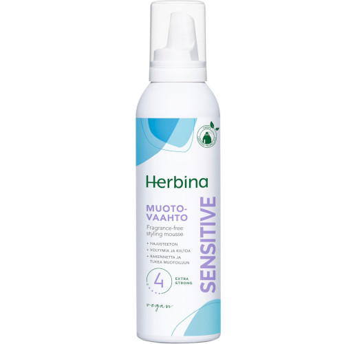 Пенка для укладки волос без запаха, сильная фиксация Herbina Sensitive muotovaahto, 200 мл