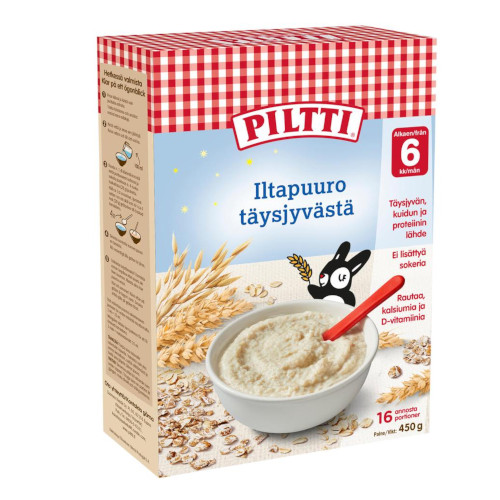 Piltti Iltapuuro täysjyvästä мультизерновая каша перед сном с 6 месяцев, 450 гр