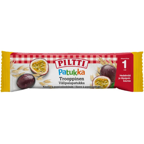 Детский овсяный батончик Piltti Patukka тропический вкус с 12 мес, 25 гр
