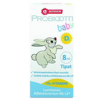Капли с молочно-кислыми бактериями Bioteekin Probiootti baby+D3 8 мл