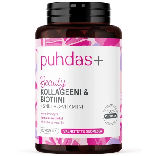 Коллаген и биотин для кожи, ногтей и волос Puhdas+ Beauty Collagen & Biotin, 120 капс