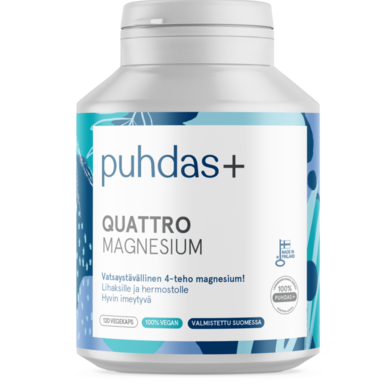 Магний в 4 разных формах Puhdas+ Quattro Magnesium kampanjapakkaus, 120 капс