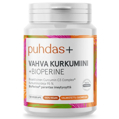 Куркумин и пеперин Puhdas+ Vahva Kurkumiini + BioPerine 120 капс