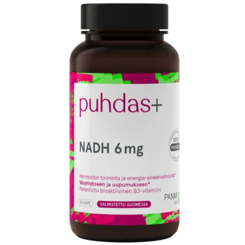 Для работы мозга и стабильности нервной системы Puhdas+ Vahva NADH 6 mg, 50 капс