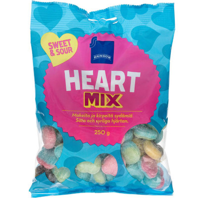 Лакричные леденцы Rainbow Heart Mix, 250 гр