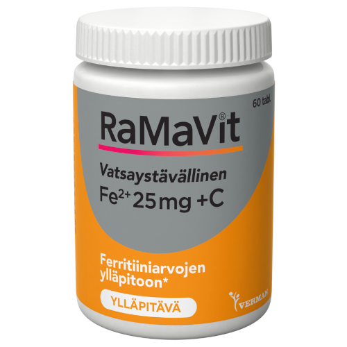Железо и витамин С RaMaVit rauta 25 mg + C-vitamiini 60 капс
