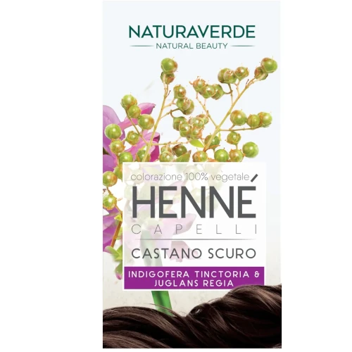 Растительная натуральная краска для волос Naturaverde Henna Dark Brown Темно-коричневая