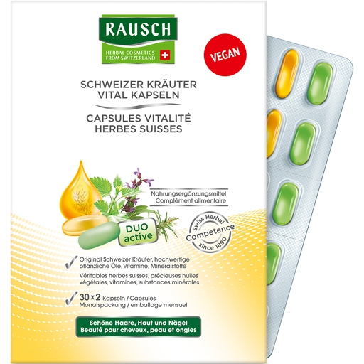 Растительное средство для красивых волос, ногтей и кожи Rausch Swiss Herbal Vital 30*2 капс