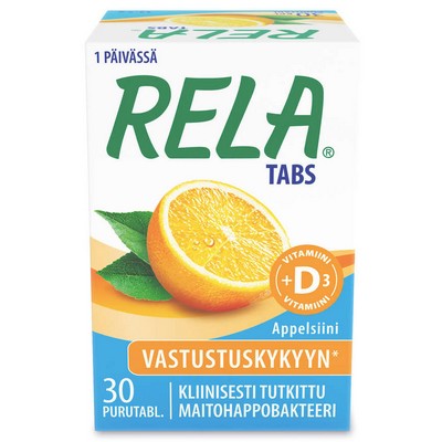 Молочно-кислые бактерии вкус апельсина Rela Tabs + D3 30 жевательных таблеток