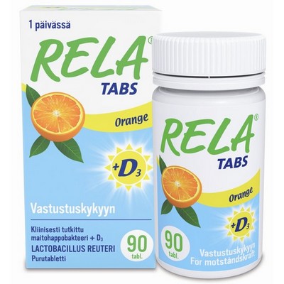 Молочно-кислые бактерии вкус апельсина Rela Tabs + D3 90 жевательных таблеток