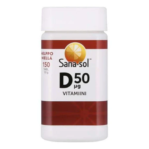 Витамин Д без вкусовой добавки Sana-sol D-vitamiini 50 mg, 150 табл