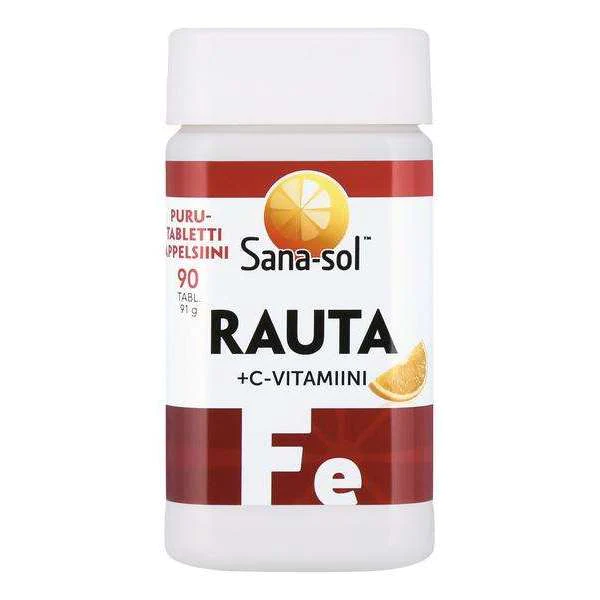 Железо с витамином С Sana-sol Rauta+C vitamiini, 90 табл с апельсиновым вкусом