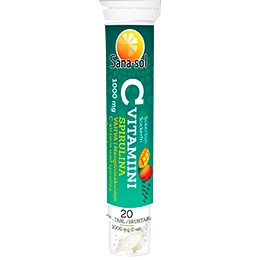 Sana-Sol C-Vitamiini. Витамин С и спирулина со вкусом манго, 20 шипучих табл.