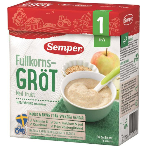 Semper Fruktgröt fullkorn, цельнозерновая каша с фруктами, с 12-ти месяцев 530 гр