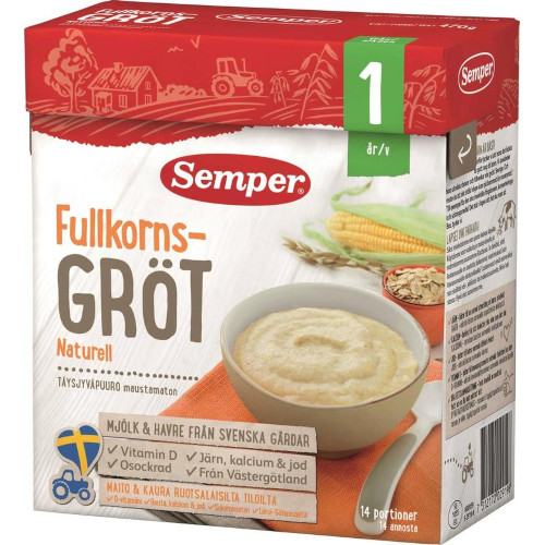 Semper Täysjyväpuuro детская кукурузная каша с 1 года, 470 гр