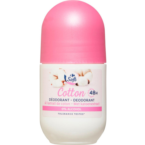 Шариковый дезодорант без спирта Carrefour Soft Cotton 50 мл