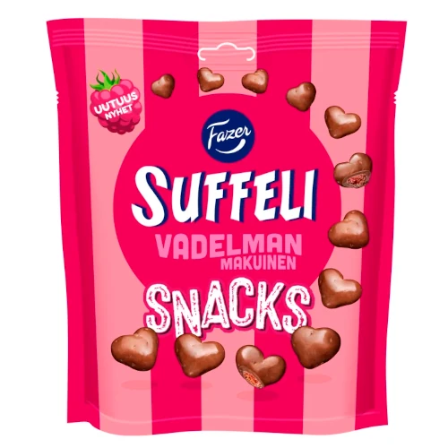 Шоколадные конфеты с воздушной малиновой начинкой Fazer Suffeli Snacks Vadelma 140 g