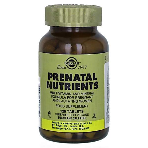 Комплекс витаминов для беременных и кормящих Солгар Solgar Prenatal Nutrients, 120 табл