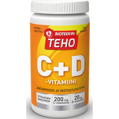 Витамин С и Д Bioteekin Teho C+D -vitamiini, 80 табл