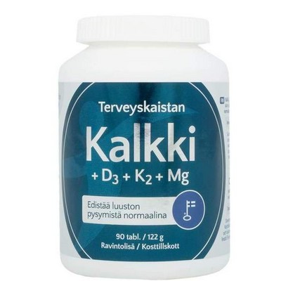 Кальций и витамины Terveyskaista Kalkki+D3+K2+Mg, 90 табл