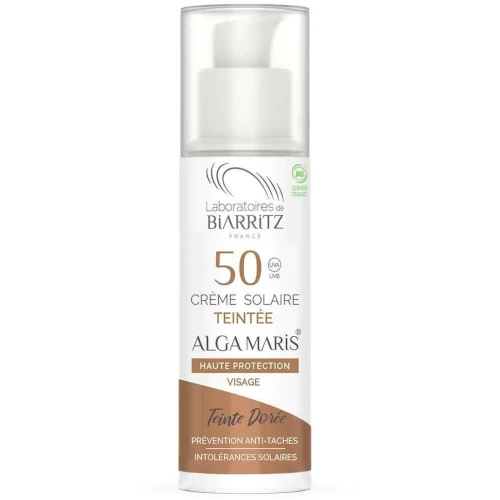 Тональный солнцезащитный крем для лица SPF50 Laboratoires de Biarritz Alga Maris Золотой 50 мл
