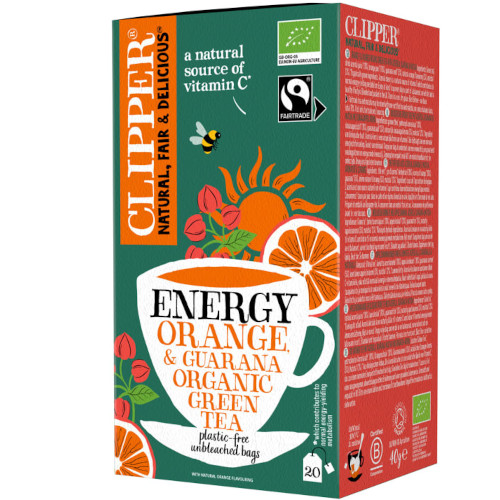 Тонизирующий зеленый чай с гуараной и апельсином Clipper Energy Orange Guarana 20 пакетиков