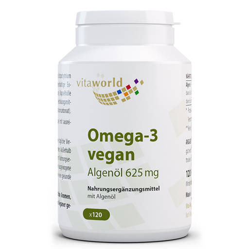 Растительная веганская омега Vita World OMEGA-3 vegan Algenöl 625 mg, 120 капс