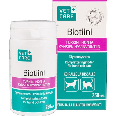 Ветеринарная витаминная добавка для шерсти и кожи Vetcare Biotiini 250 табл