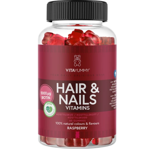 Виатмины для красоты волос и ногтей VitaYummy Hair & Nails Raspberry, 60 мармеладок